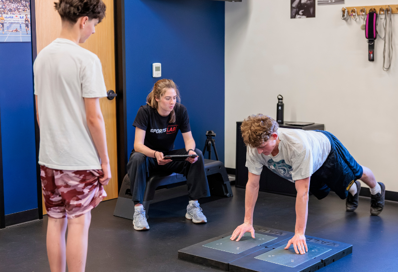 student athlete pushup